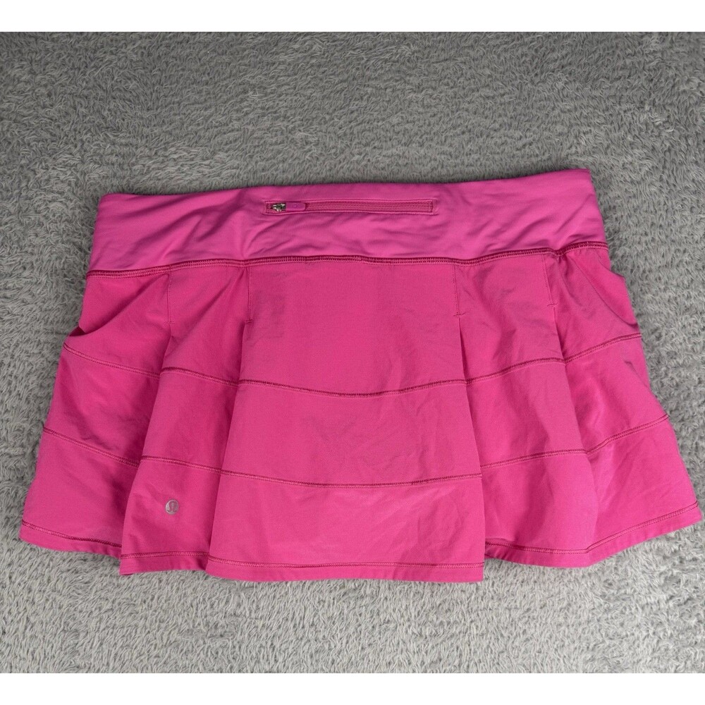 Lululemon Pace Rival Skirt Pink Built In Short Tennis Running Size 10 Zip Pocket